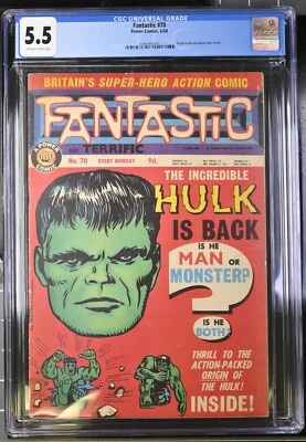 RARE UK FANTASTIC #70 CGC 5.5 -- 1962 MARVEL INCREDIBLE HULK #1 - Image 1 of 2