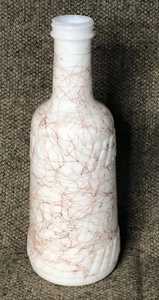 Vintage Hazel Atlas Mid Century Milk Glass Red Spaghetti Swirl String Bottle - Picture 1 of 5