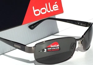 NEW* Bolle DELANCEY Gunmetal Matte BLACK Satin Grey Polarized Sunglass 11300c - Picture 1 of 9