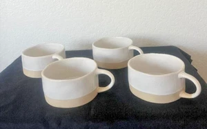 Anthropologie Glazed Garage Avalon Stoneware Soup Bowls SET OF 4 -Ivory or Blue - Picture 1 of 13