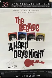 Póster grande de los Beatles: George Martin Richard Lester firmado días duros noche 1999 - Imagen 1 de 1
