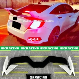 For Honda Civic 16-21 Sedan White + Black Rear Spoiler Tail Lip Wing Gull Wing - Picture 1 of 18