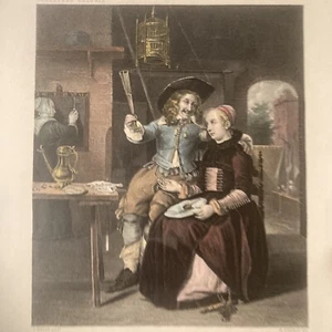 Gabriel Metsu, In The Tavern, Dresden Gallery 19thc Etching Aquatint 6x5” - Picture 1 of 13
