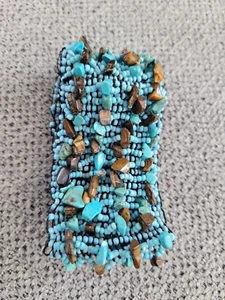 Howlite with Tigers Eye Blue Seed Beads Carpet Stretch Bracelet SLC - Picture 1 of 4