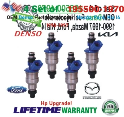 Inyectores de combustible X4 Denso genuinos HP Upgrade para Mazda y Ford y Kia I4 1990-1997 Foto 1 de 4