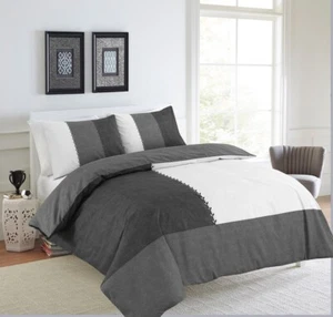 Luxury Suede Patch Bedding Breathable Duvet Cover Set With Pillowcase - Picture 1 of 6