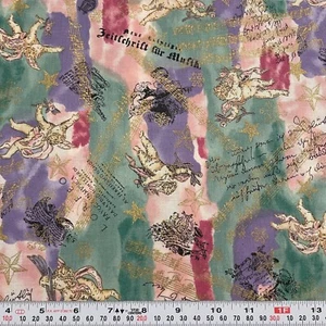 Boughs of Holly by Hoffman Fabrics Metallic Music Angels Cotton Remnant 9" x 44" - Picture 1 of 2