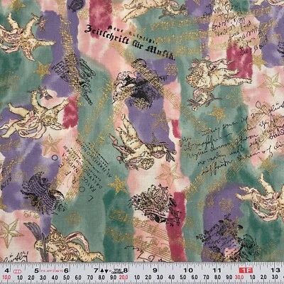 Boughs of Holly by Hoffman Fabrics Metallic Music Angels Cotton Remnant 9" x 44" - Image 1 of 2