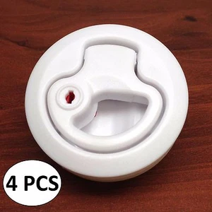 4Pcs Marine Boat Locking White Plastic Flush Pull Slam Latch Hatch Lift 2 3/8"D - Picture 1 of 3