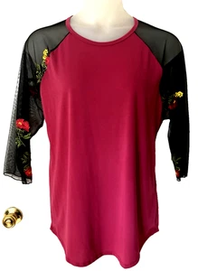 Top donna LULAROE manica trasparente con fiori ricamati "RANDY" 3XL 2XL NUOVO CON ETICHETTE ? - Foto 1 di 3