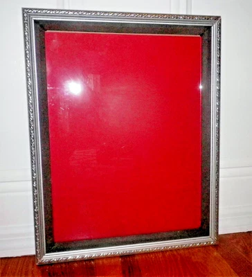 Arte de pared de madera con cuerda floral con marco plateado Hollywood Regency 12"x16" negro mate hágalo usted mismo Foto 1 de 4