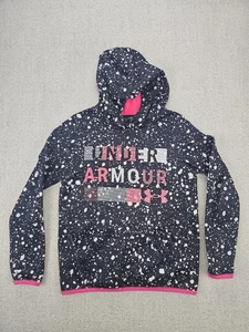 Under Armour Youth Large Black Pink White Dots ColdGear Hoodie Sweatshirt - Picture 1 of 5