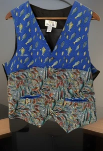 Art of Silk Hawaiian Tropical Fish Smoking Vest Men’s Size Medium - Bild 1 von 13