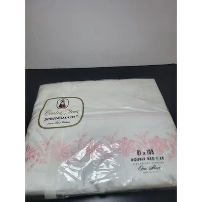 Lençol de casal vintage Springmaid penteado percal 81x108 novo no pacote - Imagem 1 de 4