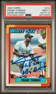 1990 Topps #414 Frank Thomas RC signed inscribed auto card PSA DNA 9 10 - Picture 1 of 2