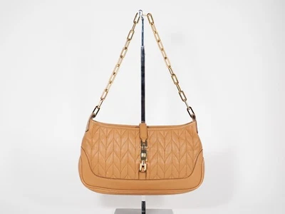 Gucci Quilted Jackie Pochette Shoulder Bag in Camel Calfskin Leather - Image 1 of 4