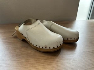 Berkemann Vintage Toeffler Damen Clogs 38 Weiß Holzclogs mit Fersenband - Bild 1 von 7