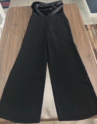 Mono para mujer The Limited negro sin tirantes pierna ancha talla 6P Foto 1 de 4