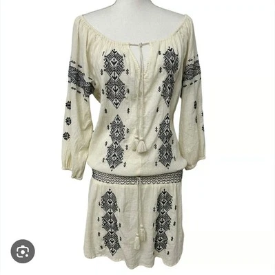 Top campesino Ralph Lauren Denim & Supply grande boho arrugado gasa bordado Foto 1 de 4