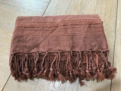 Rejuvenation Woven Dobby Linen Throw Brick 56x72" - Image 1 of 4