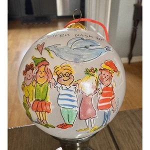Vtg 2003 Sally Huss Ornament Christmas “All Children Wish For Peace” 3.5” Dia - Picture 1 of 5