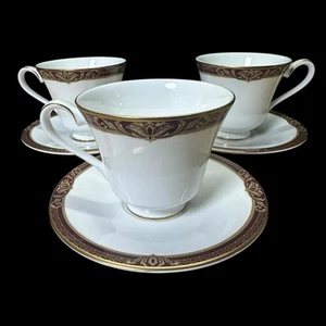 Royal Doulton TENNYSON Cups and Saucers Vintage 1996 Set Of 3 - Picture 1 of 9