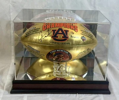 🏈 CAM NEWTON SIGNED AUBURN TIGERS LE FOOTBALL +  DISPLAY CASE INSC. ‘10 HEISMAN - Image 1 of 4