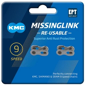 KMC MissingLink 9R EPT Silver 2 Pr (Reusable) cycle bike chain - Picture 1 of 2