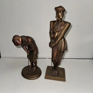 Vintage Paar Austin Skulpturen Mann und Frau Golfer Birdie - Bild 1 von 12