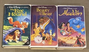 Walt Disney Black Diamond -Aladdin, Fox & Hound, Beauty & The Beast Lot 3 Tapes - Picture 1 of 7