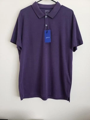 Apt 9 Mens Large Short Sleeve Polo Shirt Soft Touch Birdseye Pique Purple  - Image 1 of 4