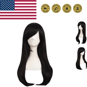 Stylish 24 Inch Black Curly Wig with Side Bangs - Perfect for Parties & Cosplay - Picture 1 of 7