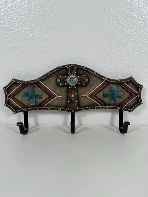 Gancho para abrigo de pared con cuentas turquesa tres ganchos aspecto cuero Foto 1 de 4