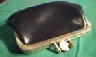 Vintage 1960's Coin Purse Dual Pockets Black & Clear Vinyl about 4" inches wide
