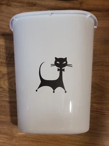 Bathroom Small White Trash Can Waste Basket Mid Century Modern Atomic Cat 5.8qt - Picture 1 of 12