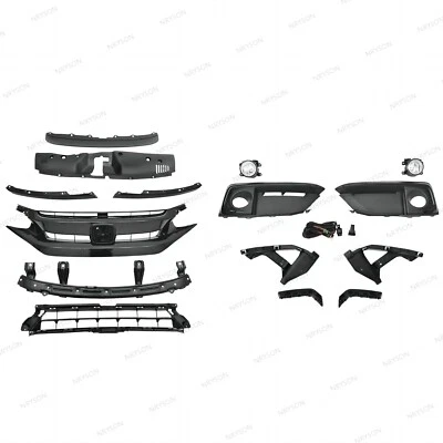 15PC For CIVIC 2019-2021 Front Upper Lower Grill Mesh Fog lamp Bumper Brackets - Image 1 of 2