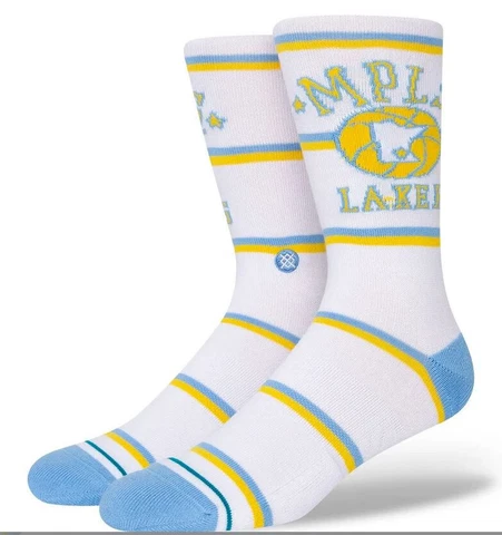 NWT Minneapolis Lakers MPLS Stance NBA HWC Crew Socks L Men 9-13 Los Angeles LA Cover