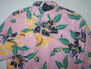 Neu mit Etikett Polo Ralph Lauren PINK/MARINE/GRÜN/GELB GEBLÜMT Hemd Herren M BLAU PONY - Bild 1 von 3