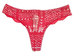 NWT* VICTORIA'S SECRET SEXY WHITE HEARTS THONG/STRING PANTY---RED--XS/TP - Picture 1 of 3