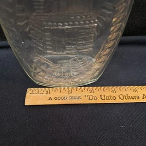 VTG Log Cabin Syrup Glass Bottle Flask 1776-1976 Bicentennial Clear - Picture 1 of 13