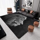 9CH Art Lion Area Rug Head Black Area Rugs Mat for Living Room Bedroom Non Sl...