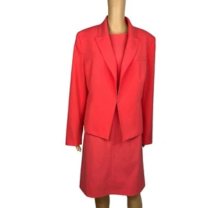 Nine West Polyester Spandex Dress Suit Size 16 Pink Lined Flared Cocktail 2PC - Picture 1 of 10