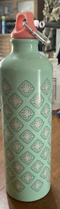 Pioneer Woman Water Bottle Teal W/ Design Stainless Steel BPA Free w/ Carabiner - Picture 1 of 3