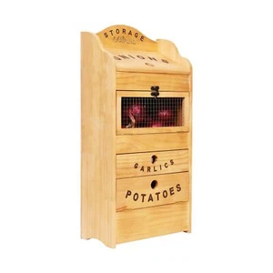 Pine Wood Veggie Bin for Potato, Onion and 1 Garlic Drawer Vegetable Box for ... - Picture 1 of 9