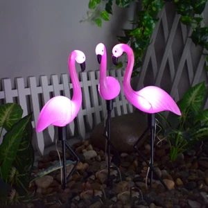 LED Solar Gartenstecker Leuchte Flamingo Solarlampe Balkon Gartenleuchte Deko - Bild 1 von 18