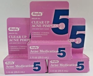 Rugby Benzoyl Peroxide 5% Acne Medication Lotion 1oz -3 Pack -Exp 09-2026 - Picture 1 of 2
