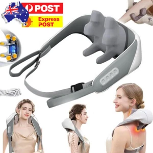 Back Shoulder and Neck Massager with Heat Deep Kneading Electric Massage Pillow - Picture 1 of 14