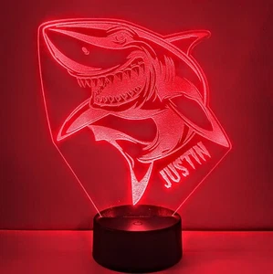 Personalized Shark 3D LED Lamp Night Light w/Free Shipping - Picture 1 of 9