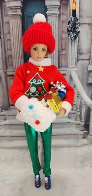 手工制作时尚娃娃 UGLY CHRISTMAS SANTA 针织衫树衣 — 第 1/4 张图片