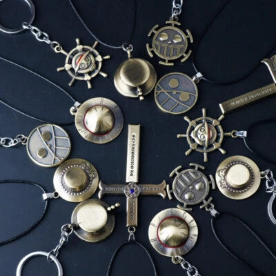 Anime One Piece key chain Cosplay Luffy Joba hat Necklace Keyring Pendant Gift